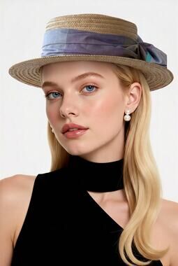 VTG 60s Wide Brim Straw Hat Muted Silk Band Gardencore Cottagecore Made Italy